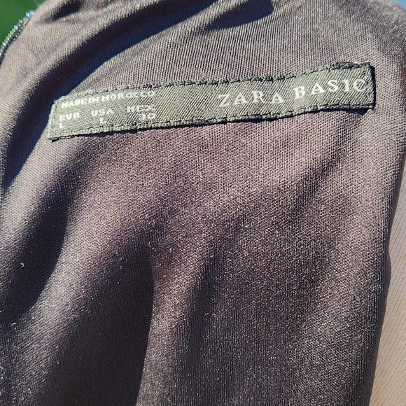 Zara Basic Black Long Sleeve Dress - Size Large - Picture 7 of 9